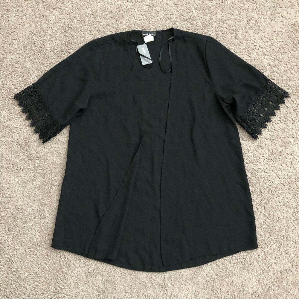 Wet Seal Black Chiffon Cardigan Kimono Womens S